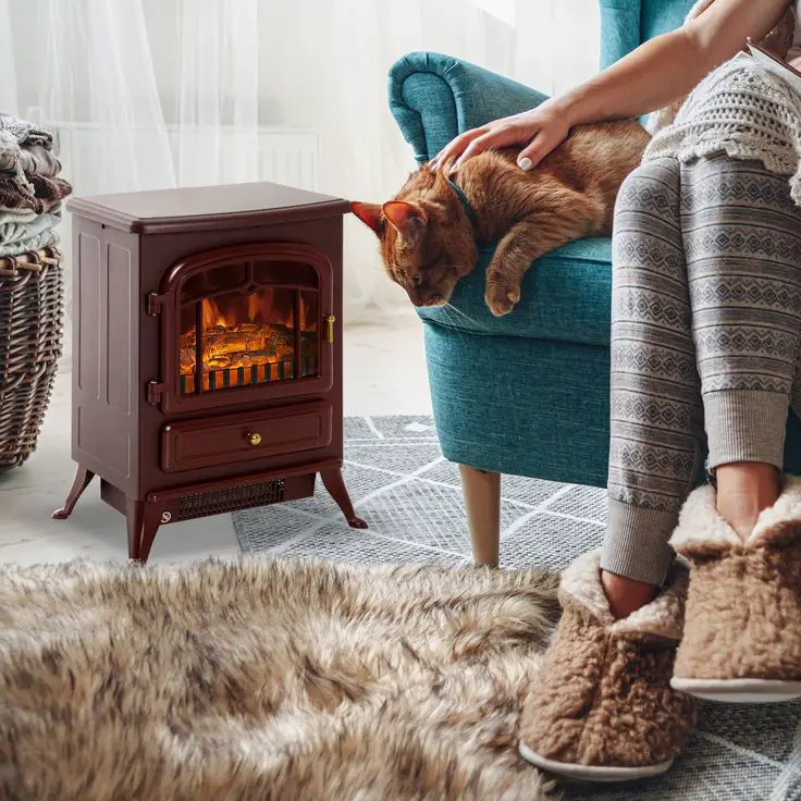 Electric fireplace on carpet